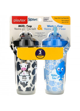 Playtex Baby, Sipsters, Milk & Water Straw Cups, 12M+, 2 Cups, 9 oz (266 ml) Each