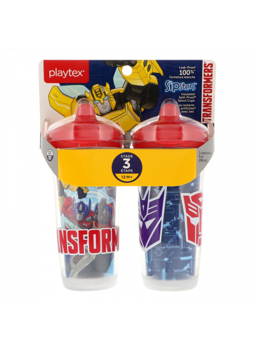 Playtex Baby, Sipsters, Transformers, 12+ Months, 2 Cups, 9 oz (266 ml) Each