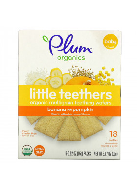 Plum Organics, Little Yums, Organic Teething Wafers, Pumpkin & Banana, 6 Packs, 0.5 oz (14.1 g) Each