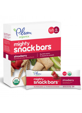Plum Organics, Tots, Mighty Snack Bars, Strawberry, 6 Bars, 0.67 oz (19 g) Each
