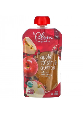 Plum Organics, Organic Baby Food, 6 Months & Up, Apple Raisin & Quinoa, 6 Pouches, 3.5 oz (99 g) Each