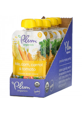 Plum Organics, Organic Baby Food, 6 Months & Up, Kale, Corn, Carrot & Tomato, 6 Pouches, 3.5 oz (99 g) Each