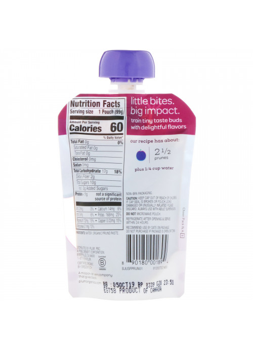 Plum Organics, Organic Baby Food, Stage 1, Just Prunes, 3.5 oz (99 g)