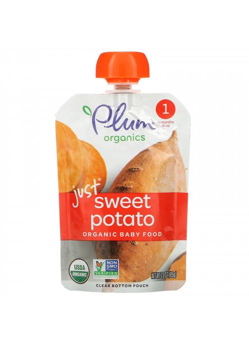 Plum Organics, Organic Baby Food, Stage 1, Just Sweet Potato, 3 oz (85 g)