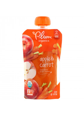 Plum Organics, Organic Baby Food, Stage 2, Apple & Carrot, 4 oz (113 g)
