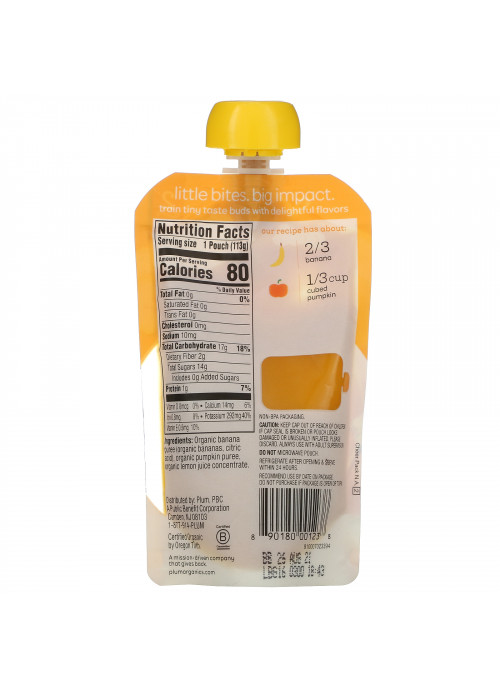 Plum Organics, Organic Baby Food, Stage 2, Banana & Pumpkin, 4 oz (113 g)