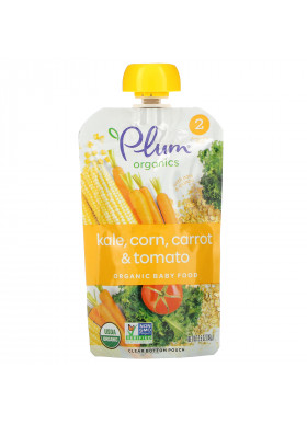 Plum Organics, Organic Baby Food, Stage 2, Kale, Corn, Carrot & Tomato, 3.5 oz (99 g)