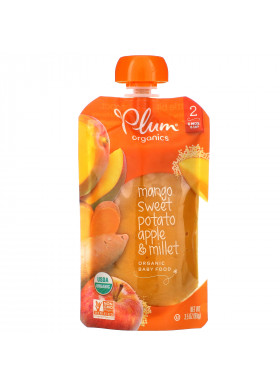 Plum Organics, Organic Baby Food, Stage 2, Mango, Sweet Potato Apple & Millet, 3.5 oz (99 g)