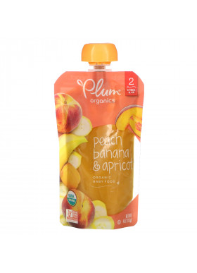 Plum Organics, Organic Baby Food, Stage 2, Peach, Banana & Apricot, 4 oz (113 g)