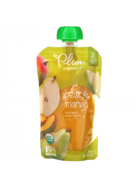 Plum Organics, Organic Baby Food, Stage 2, Pear & Mango, 4 oz (113 g)