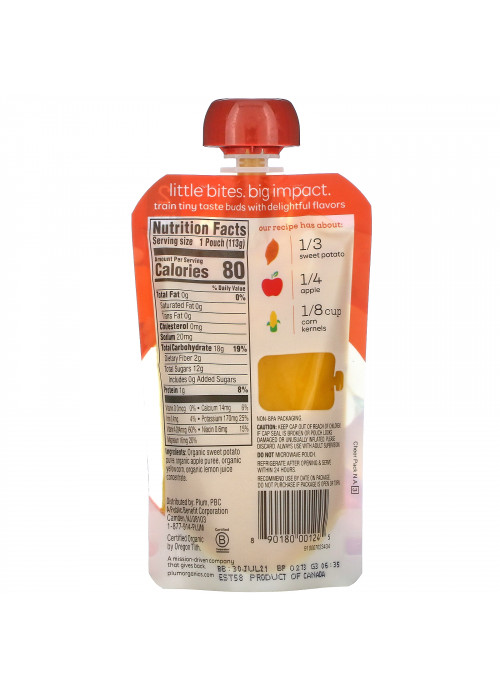 Plum Organics, Organic Baby Food, Stage 2, Sweet Potato, Apple & Corn, 4 oz (113 g)