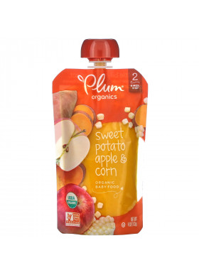 Plum Organics, Organic Baby Food, Stage 2, Sweet Potato, Apple & Corn, 4 oz (113 g)