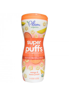 Plum Organics, Super Puffs, Organic Veggie, Fruit & Grain Puffs, Mango & Sweet Potato, 1.5 oz (42 g)