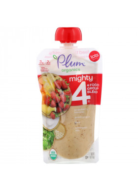 Plum Organics, Tots, Mighty 4, 4 Food Group Blend, Strawberry, Banana, Greek Yogurt, Kale, Amaranth, Oat, 4 oz (113 g)