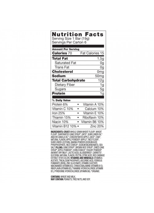 Plum Organics, Tots, Mighty Snack Bars, Blueberry, 6 Bars, 0.67 oz (19 g) Each