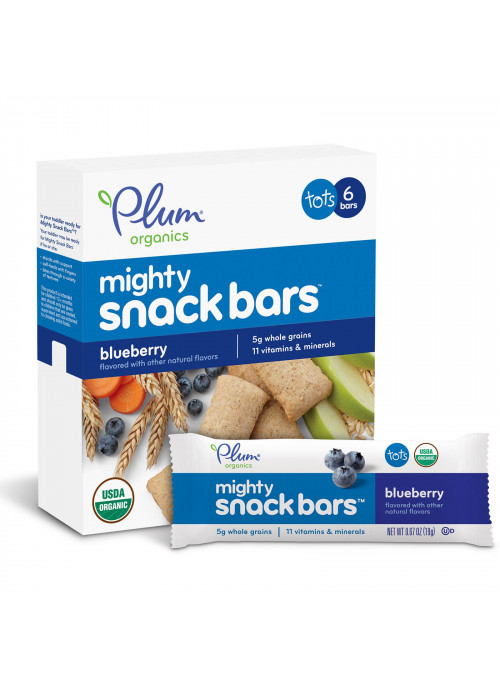 Plum Organics, Tots, Mighty Snack Bars, Blueberry, 6 Bars, 0.67 oz (19 g) Each
