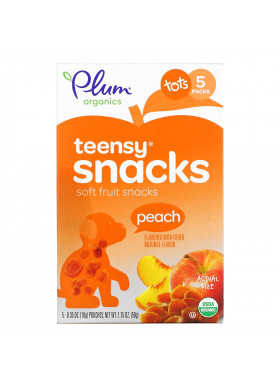 Plum Organics, Tots, Organic Teensy Soft Fruits Snacks, Peach, 12+ Months, 5 Packs, .35 oz (10 g) Each