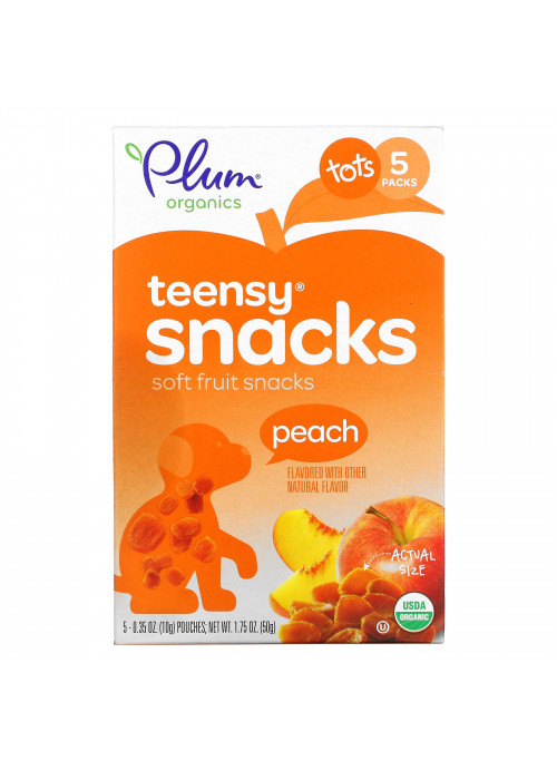 Plum Organics, Tots, Organic Teensy Soft Fruits Snacks, Peach, 12+ Months, 5 Packs, .35 oz (10 g) Each