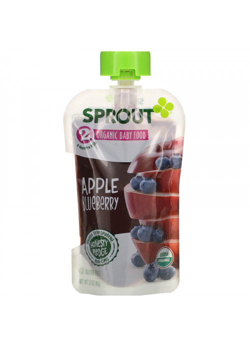 Sprout Organic, Baby Food, 6 Months & Up, Apple Blueberry, 3.5 oz (99 g)