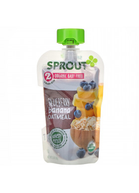 Sprout Organic, Baby Food, 6 Months & Up, Blueberry, Banana, Oatmeal, 3.5 oz (99 g)