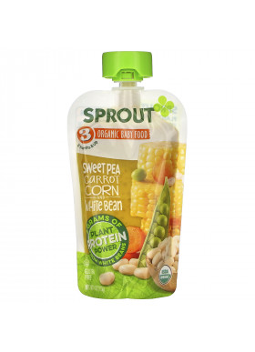 Sprout Organic, Baby Food, 8 Months & Up, Sweet Pea, Carrot, Corn And White Bean, 4 oz ( 113 g)