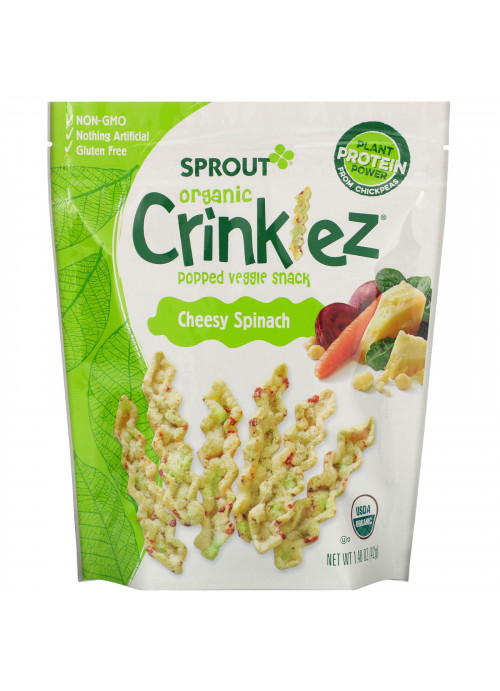 Sprout Organic, Crinklez, Popped Veggie Snack, Cheesy Spinach, 1.48 oz (42 g)