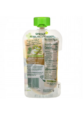 Sprout Organic,  Baby Food, 6 Months & Up, Pear Kiwi Peas Spinach, 3.5 oz (99 g)