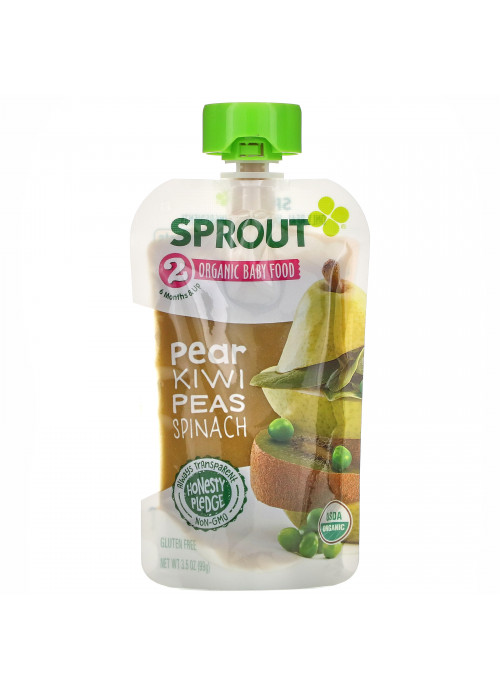 Sprout Organic,  Baby Food, 6 Months & Up, Pear Kiwi Peas Spinach, 3.5 oz (99 g)