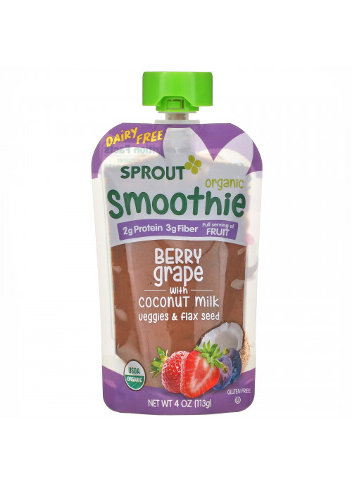 Sprout Organic, Smoothie, Berry Grape with Coconut Milk, Veggies & Flax Seed, 4 oz ( 113 g)