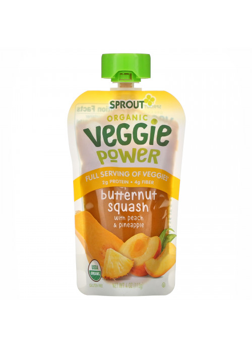 Sprout Organic, Veggie Power, Butternut Squash with Peach & Pineapple, 4 oz ( 113 g)