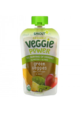 Sprout Organic, Veggie Power, Green Veggies with Pineapple & Apple, 4 oz (113 g)