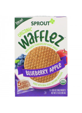 Sprout Organic, Wafflez, Blueberry Apple, 5 Packets, 0.63 oz (18 g)