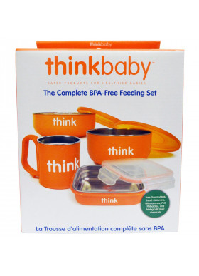 Think, Thinkbaby, The Complete BPA-Free Feeding Set, Orange, 1 Set