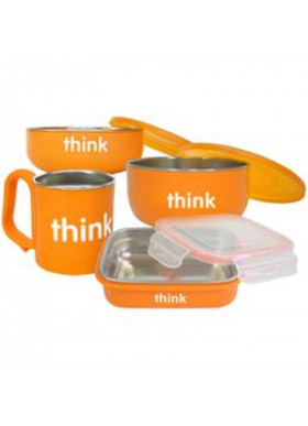 Think, Thinkbaby, The Complete BPA-Free Feeding Set, Orange, 1 Set