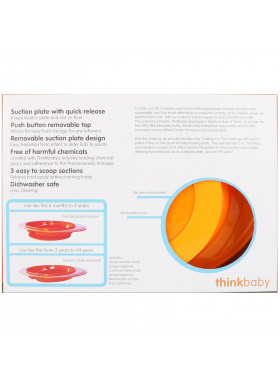 Think, Thinkbaby, Thinksaucer, Convertible Suction Plate, Orange, 1 Convertible Suction Plate
