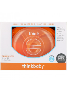 Think, Thinkbaby, Thinksaucer, Convertible Suction Plate, Orange, 1 Convertible Suction Plate