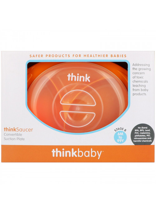 Think, Thinkbaby, Thinksaucer, Convertible Suction Plate, Orange, 1 Convertible Suction Plate