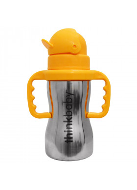Think, Thinkbaby, Thinkster of Steel Bottle, Orange, 1 Straw Bottle, 10 oz (290 ml)