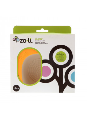 Zoli, Mash, Bowl & Spoon Kit, +6mo, Orange, 1 Bowl + 1 Spoon
