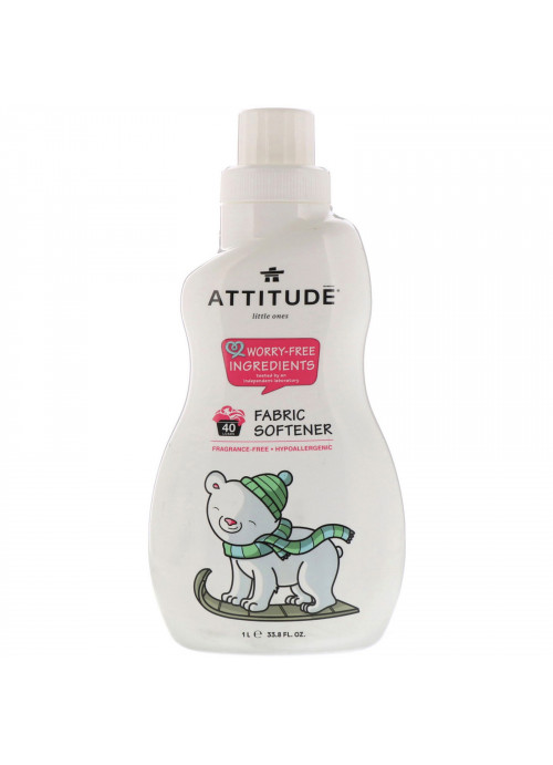 ATTITUDE, Little Ones, Fabric Softener, Fragrance-Free, 40 Loads, 33.8 fl oz (1 L)