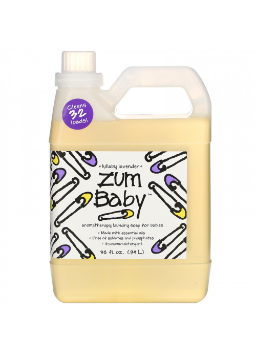 Indigo Wild, Zum Baby, Aromatherapy Laundry Soap for Babies, Lullaby Lavender, 32 fl oz (.94 L)