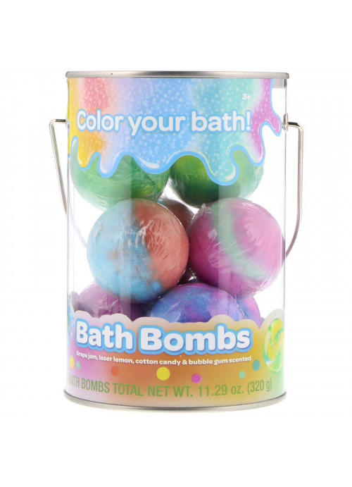 Crayola, Bath Bombs, Grape Jam, Laser Lemon, Cotton Candy & Bubble Gum Scented, 8 Bath Bombs, 11.29 oz (320 g)