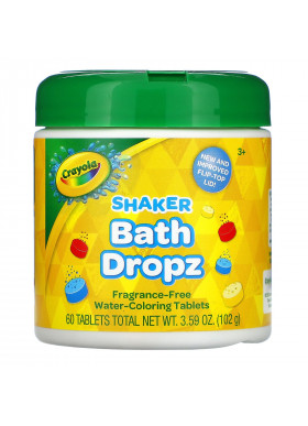 Crayola, Shaker Bath Dropz, 3+, Fragrance-Free, 60 Tablets, 3.59 oz (102 g)