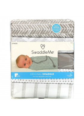 Summer Infant, SwaddleMe, Original Swaddle, Small/Medium,  0-3 Months, Grey, 5 Pack