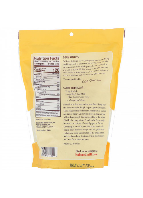 Bob's Red Mill, Golden Corn Flour, Masa Harina, 22 oz (624 g)