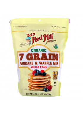 Bob's Red Mill, Organic 7 Grain Pancake & Waffle Mix, Whole Grain, 24 oz (680 g)