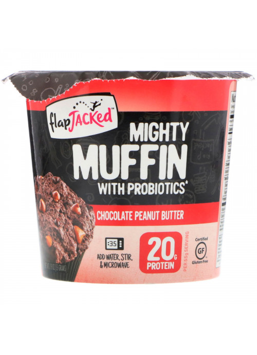 FlapJacked, Mighty Muffin With Probiotics, Chocolate Peanut Butter, 1.9 oz (55 g)