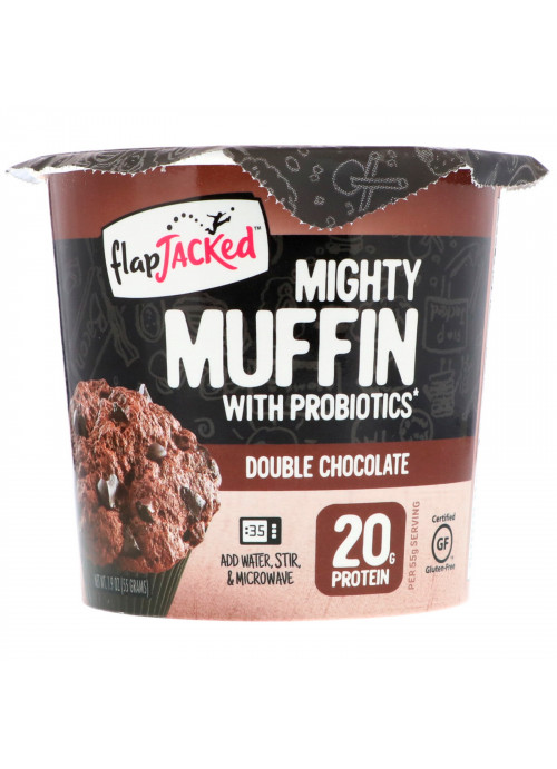 FlapJacked, Mighty Muffin with Probiotics, Double Chocolate, 1.94 oz (55 g)