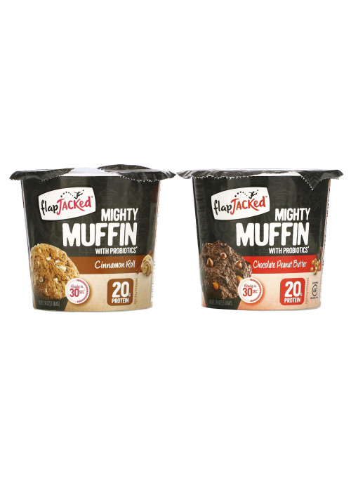 FlapJacked, Mighty Muffins with Probiotics, Founders Variety Pack, 6 Pack, 1.94 oz (55 g) Each