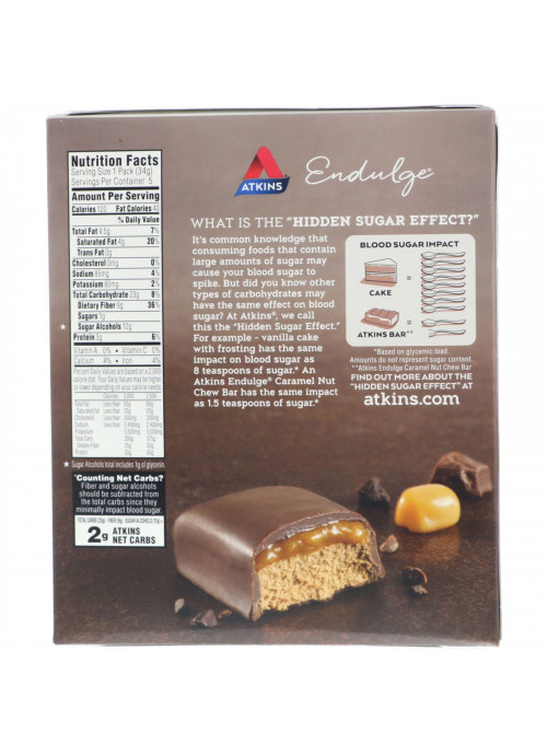 Atkins, Endulge, Chocolate Caramel Mousse Bar, 5 Bars, 1.2 oz (34 g) Per Bar